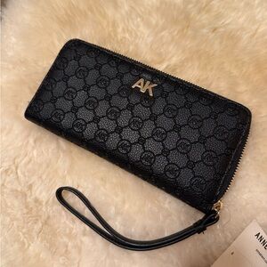 Anne Klein Black Patterned Wristlet